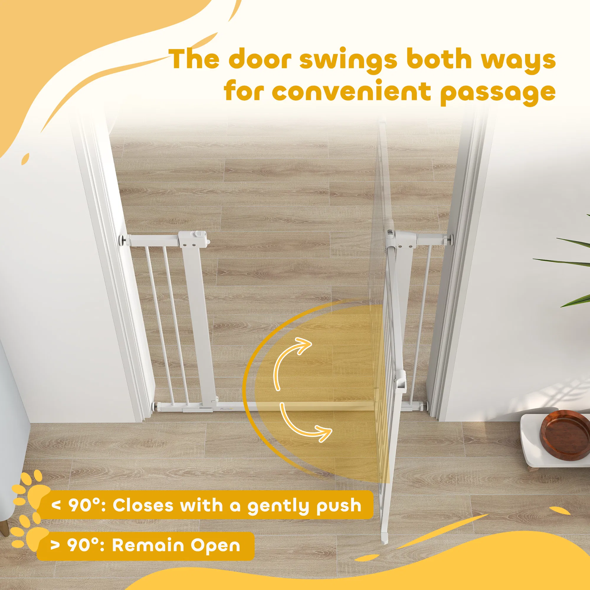Dog Gate, Walk Through Pet Gate w/ Small Pet Door, Auto Close, for Doorways, House, Stair, 30"-41" W x 38" H — image 4