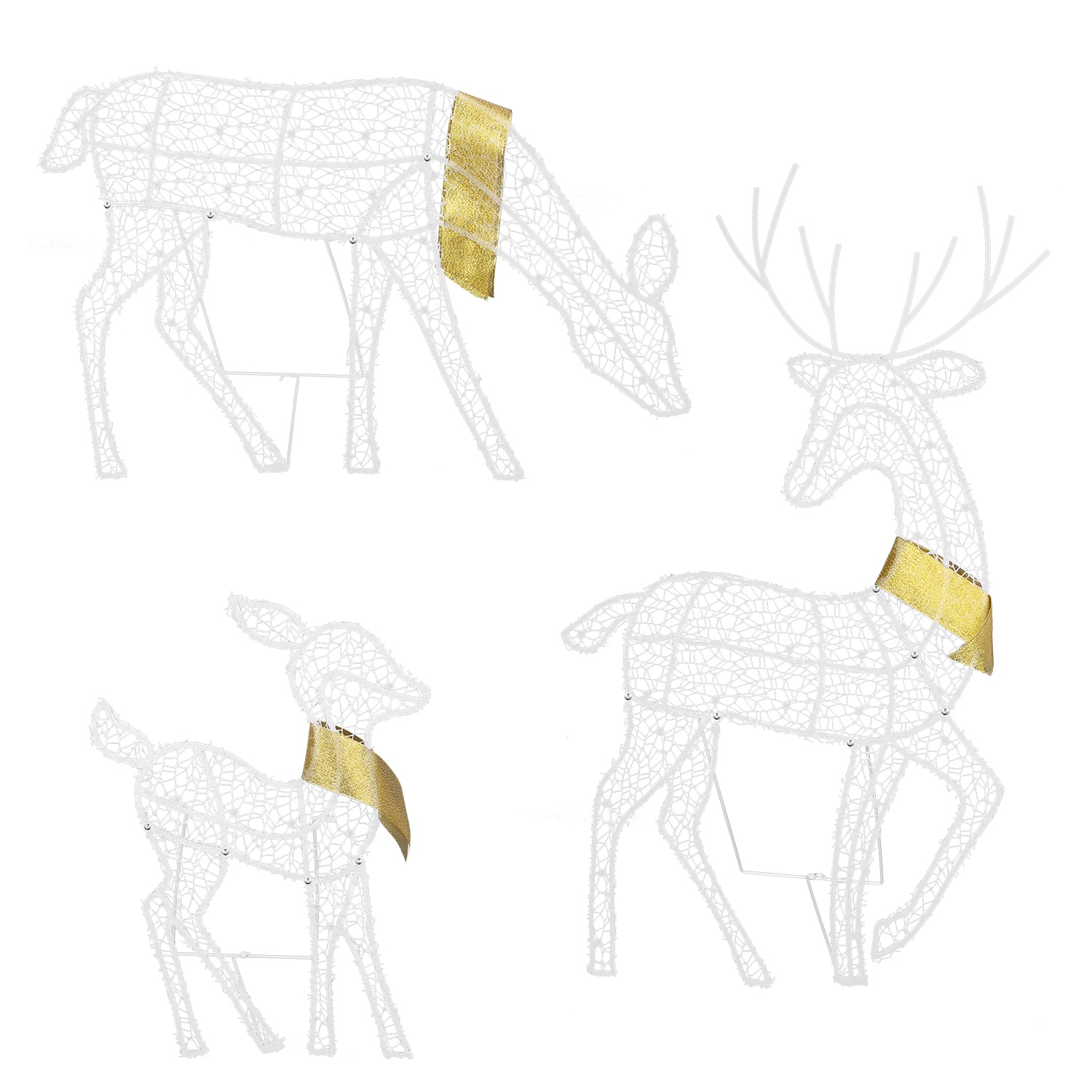3 Sets de Familia de Renos Navideños Iluminados 2D, Luz Amarilla Cálida con 3 Modos de Iluminación, Macho, Hembra y Cría, Decoración Navideña para Interior y Exterior — imagen 7