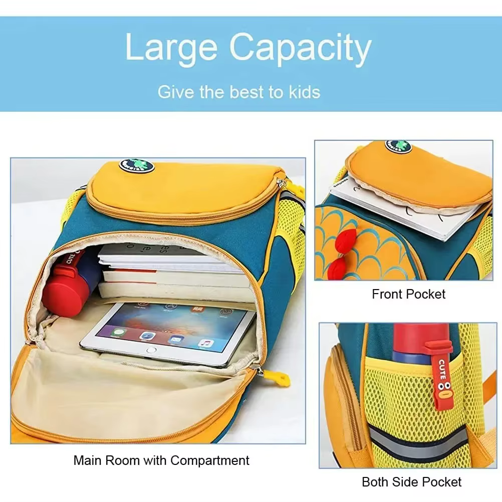 Mochila Personalizada con Nombre - Cómico Dinosaurio de Cartón Brocado para Niños y Niñas, Mochila de Custodio con Texto Personalizado para Pequeños — imagen 4