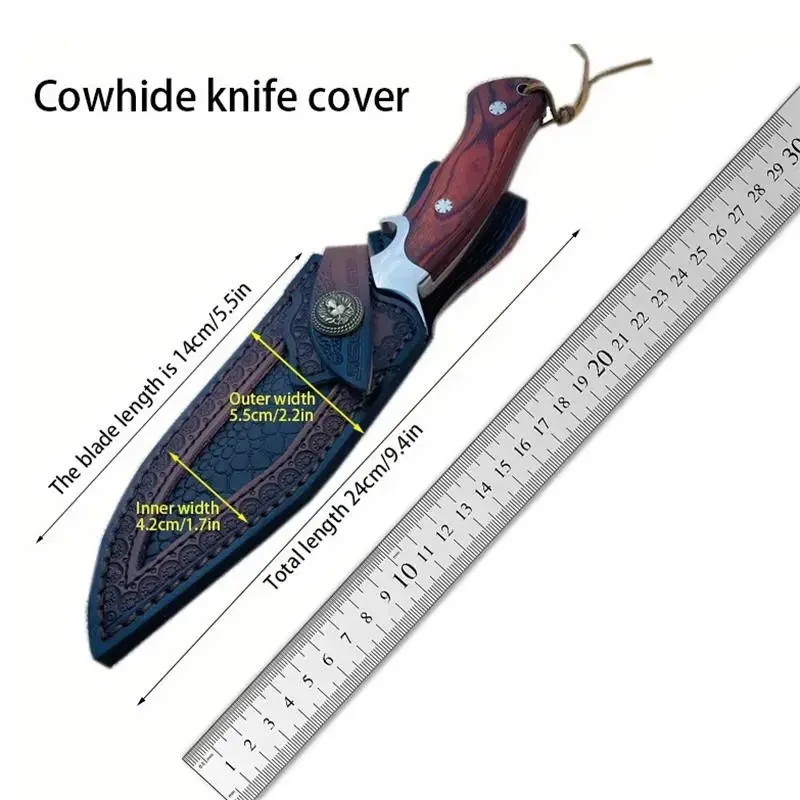 NEW Leather Sheath Belt Knife Sheath with Waist Belt Buckle Pocket Tool Knife Protective Cover (Knife Not Included) — image 6