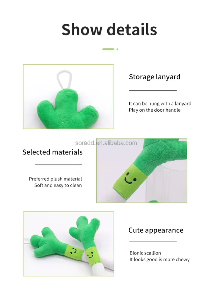 Plush Pet Chew Toys Bite Resistant Simulated Scallion Bell Sounding Teeth Cleaning Interactive Playing Supplies For Dog Cat — image 5