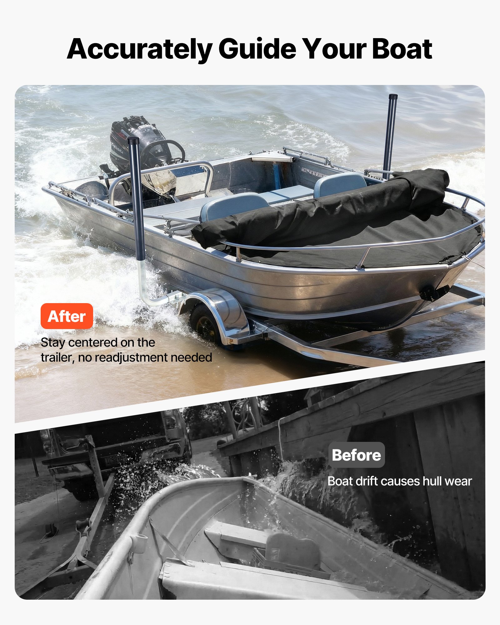 Guías de Remolque para Barcos: Póles de Guía de 40 Pulgadas/48 Pulgadas, 2 Piezas de Acero de Alta Dureza, Póles de Guía Ajustables con PVC para Lanchas de Esquí y Pequeñas Veleros — imagen 3