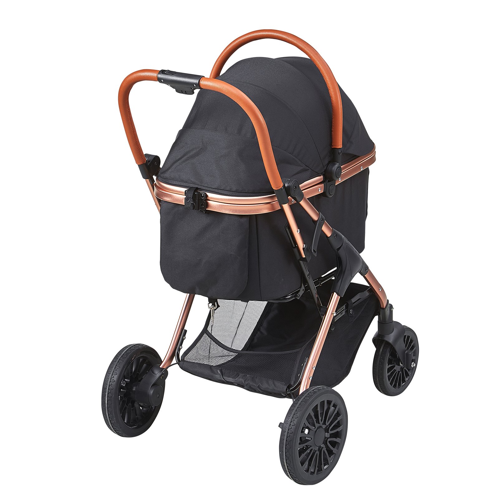 Pet Stroller, 4 Wheels Dog Stroller Rotate With Brakes, 66 Lbs Weight Capacity, Puppy Stroller With Detachable Carrier, Storage Basket And Pet Pad, For Small To Medium Sized Dogs, Black — image 1