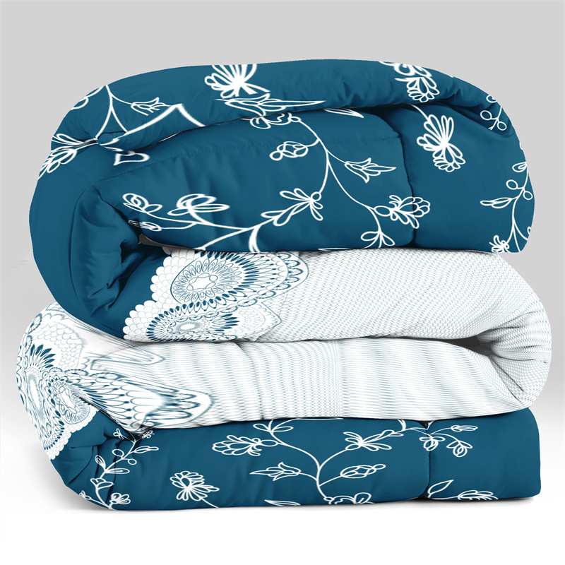 Colección de Edredón Floral Azul Turquesa 3 Piezas con Fundas de Almohadas Ajustadas, Diseño de 130 GSM Microfibra para Camas Fáciles de Limpiar y Amigables con Mascotas — imagen 19