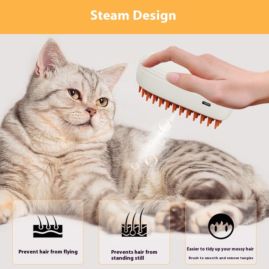 USB Rechargeable Pets Steam Brush Spray Massage Comb Pet Grooming Tools Cat Steam Comb Pet Products — image 7