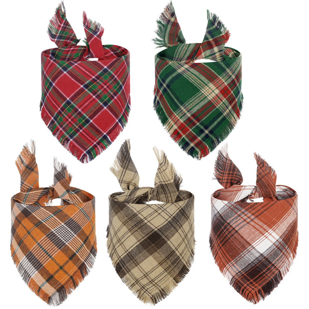 Vivifying Fall Dog Bandana With Tassels Edges Classic Plaid Triangle Dog Apparel Accessories Unny Dog Scarf Costume For Thanksgiving Photo Prop And Party Decor — image 16