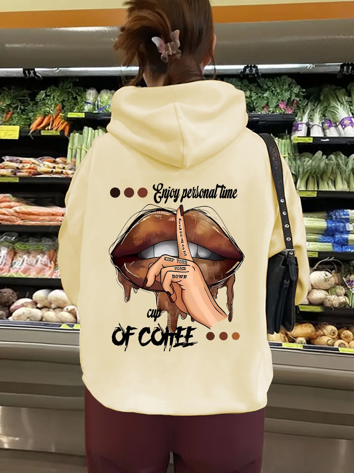 Women's Hooded Long Sleeve Fleece Sweatshirt with Kangaroo Pocket and Print Design — image 10