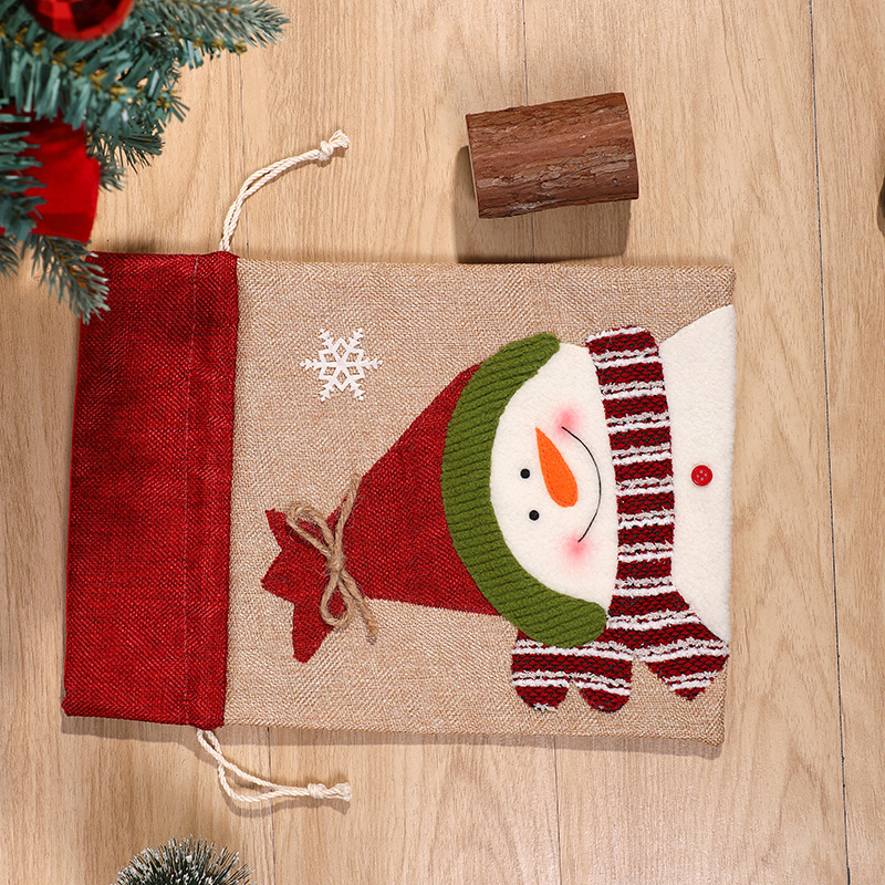 Christmas Snowman Drawstring Bag, Deer Candy Packaging Bag, Christmas Pendant Size, Gift Bag — image 11