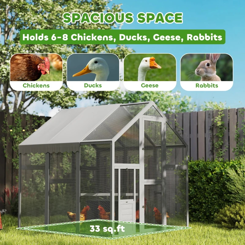 Large Wooden Chicken Run With Waterproof & Anti-UV Cover, For 6-8 Chickens, For Backyard, Farm, 5.5' X 6' X 6'Multiple Packages — imagen 6