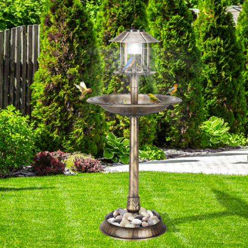 Bronze, With Solar Light, Bird Bath 51x51x106cm Plastic Round — image 9