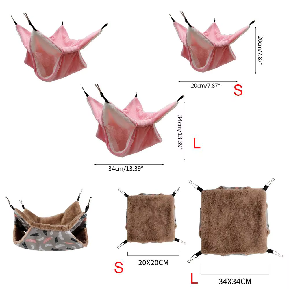 Hammaca Plush para Roedores Doble Capa Acogedora Bolsa de Sueño para Pequeños Animales — imagen 6