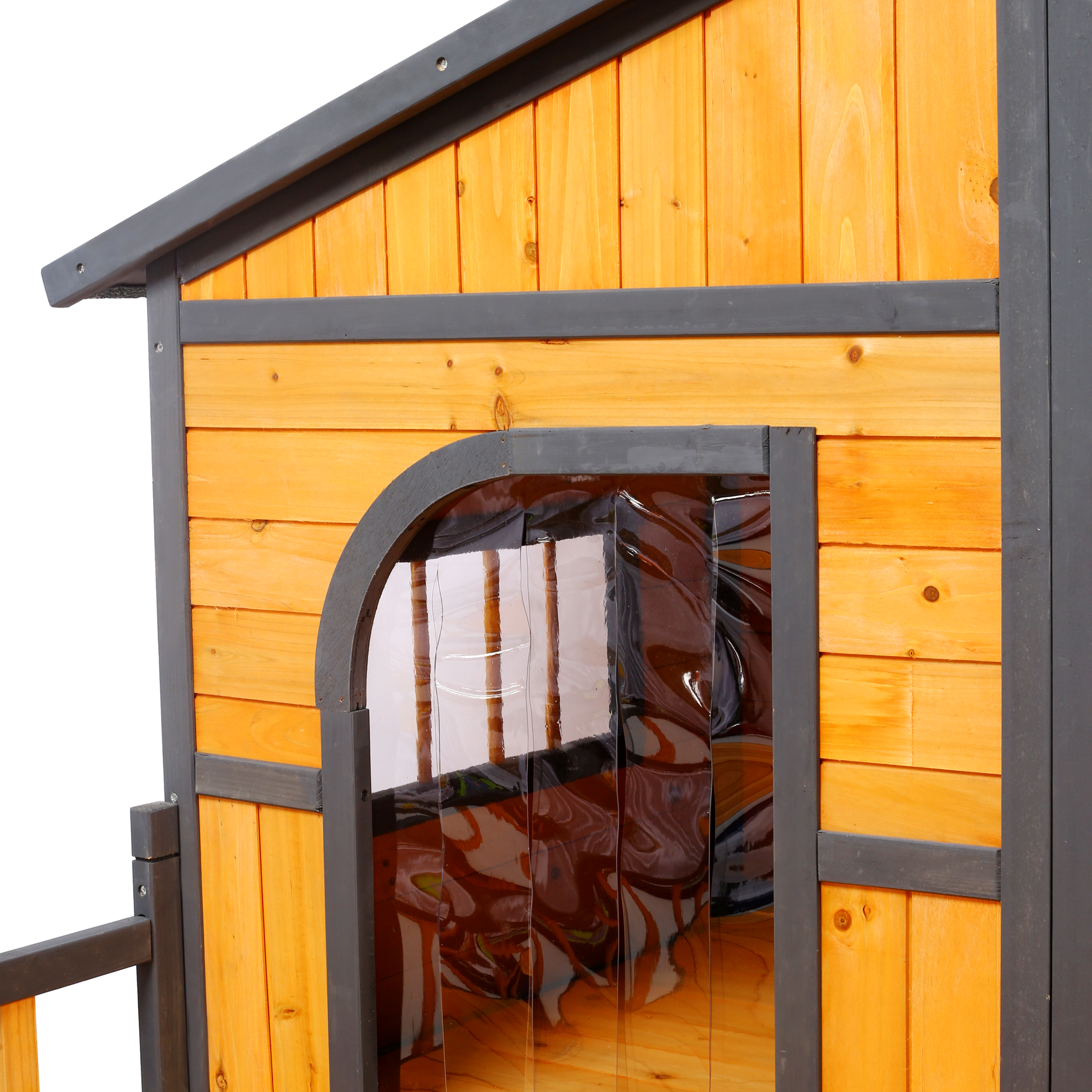 Wooden Large Dog House Outdoor Double XL Dog Kennel with Elevated Floor and Porch, Weatherproof Puppy Shelter for Small and Medium Breed Dogs, Natural — image 22