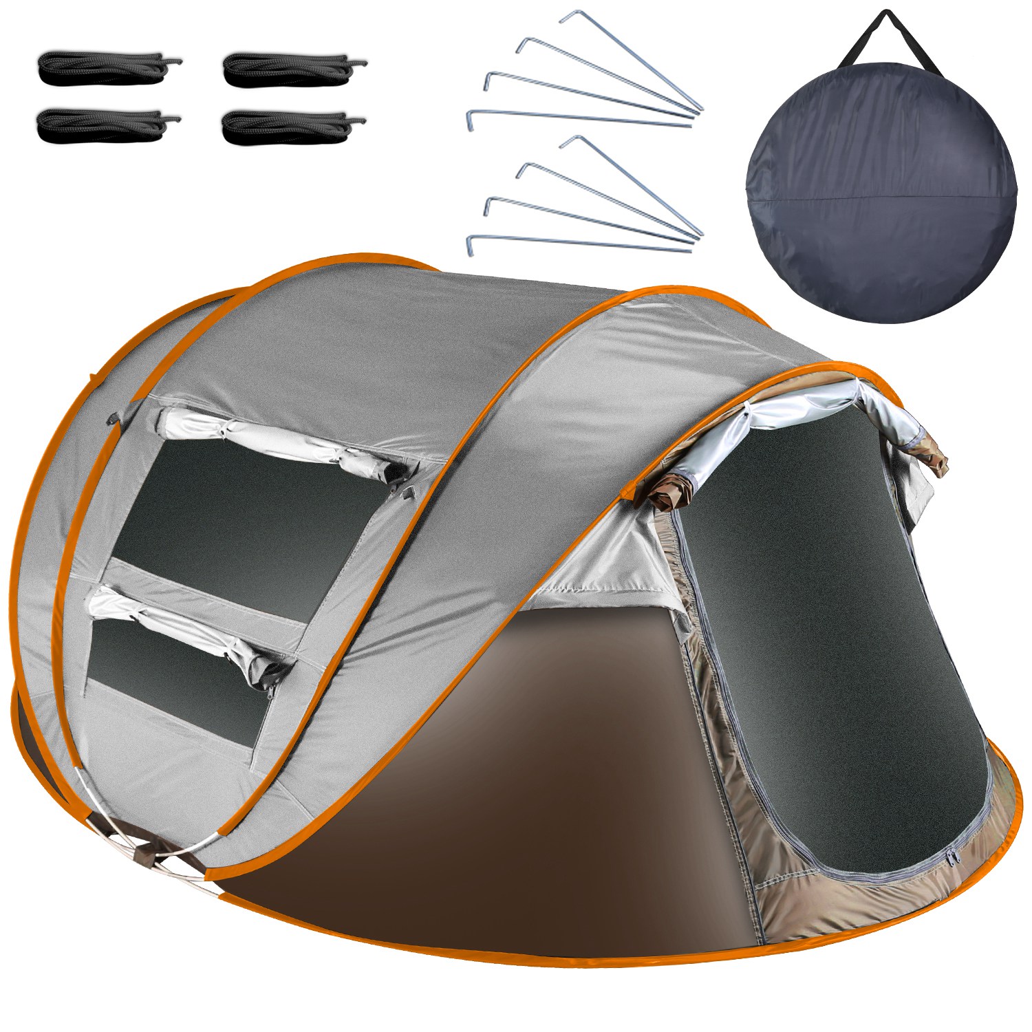 Carpa para 5-8 Personas de Armado Automático, Carpa de Camping Impermeable de Instalación Instantánea con 4 Ventanas con Mosquitero, Bolsa de Transporte, Ideal para Senderismo, Escalada, Aventura y Pesca — imagen 3