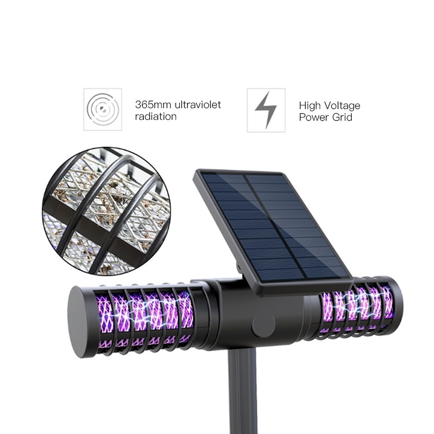 Solar Mosquito Killer Lamp Outdoor Waterproof Villa Yard Garden LED Light Lawn Camping Lamp Large Bug Zapper Light Whole Night — image 1