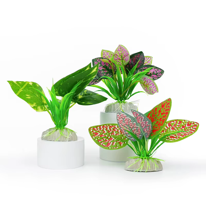 Planta Acuática Artificial para Reptiles – Hoja Decorativa de Simulación de 10cm de Altura para Terrario, Escondite para Lagartos y Tortugas — imagen 2