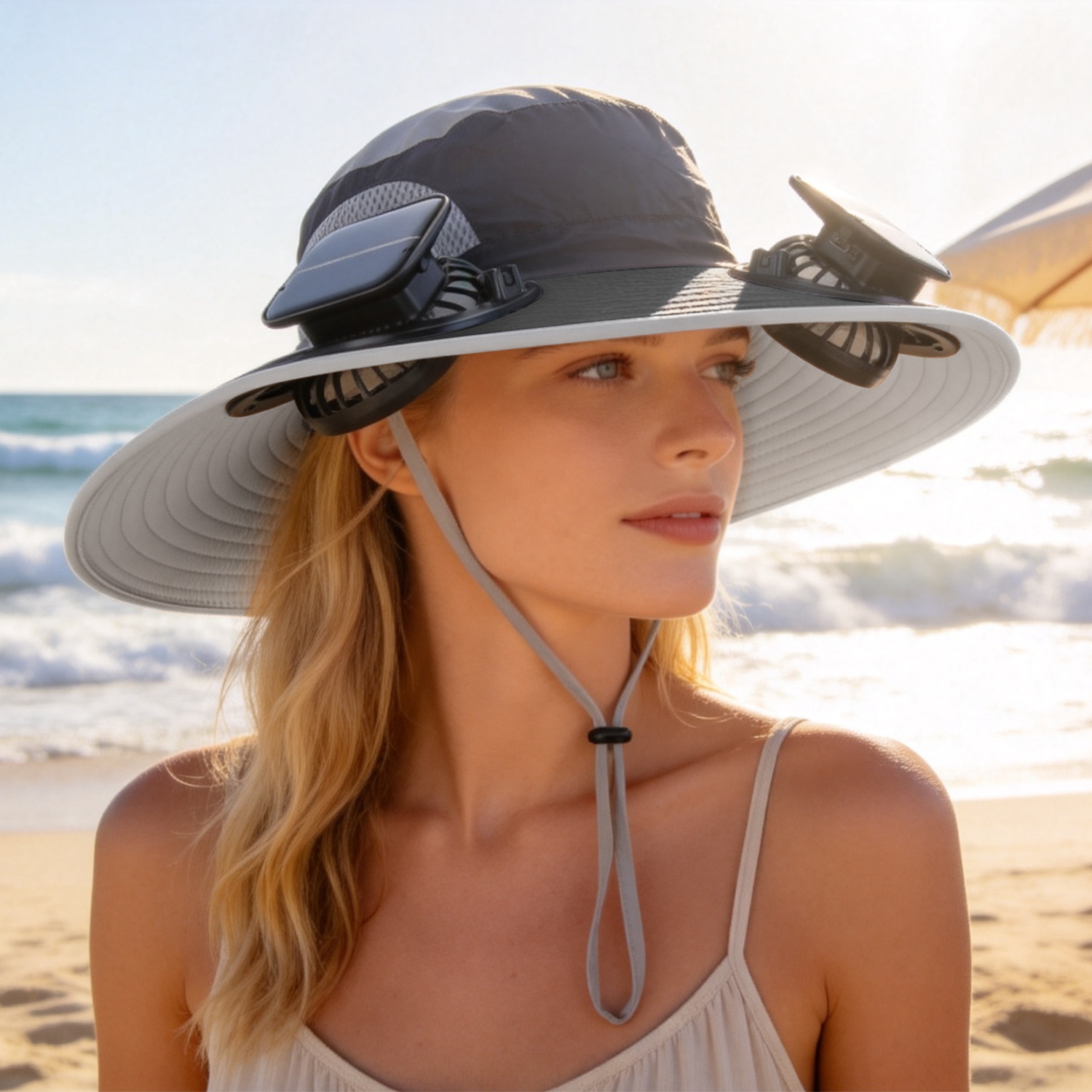 Sombrero con Ventilador Solar 2 en 1 UPF50 Sombrero para el Sol con Ventiladores, Sombrero de Pesca de Ala Ancha con Cubrecara y Protector de Cuello, Carga USB Solar Para Senderismo, Jardinería, Trabajo al Aire Libre — imagen 27