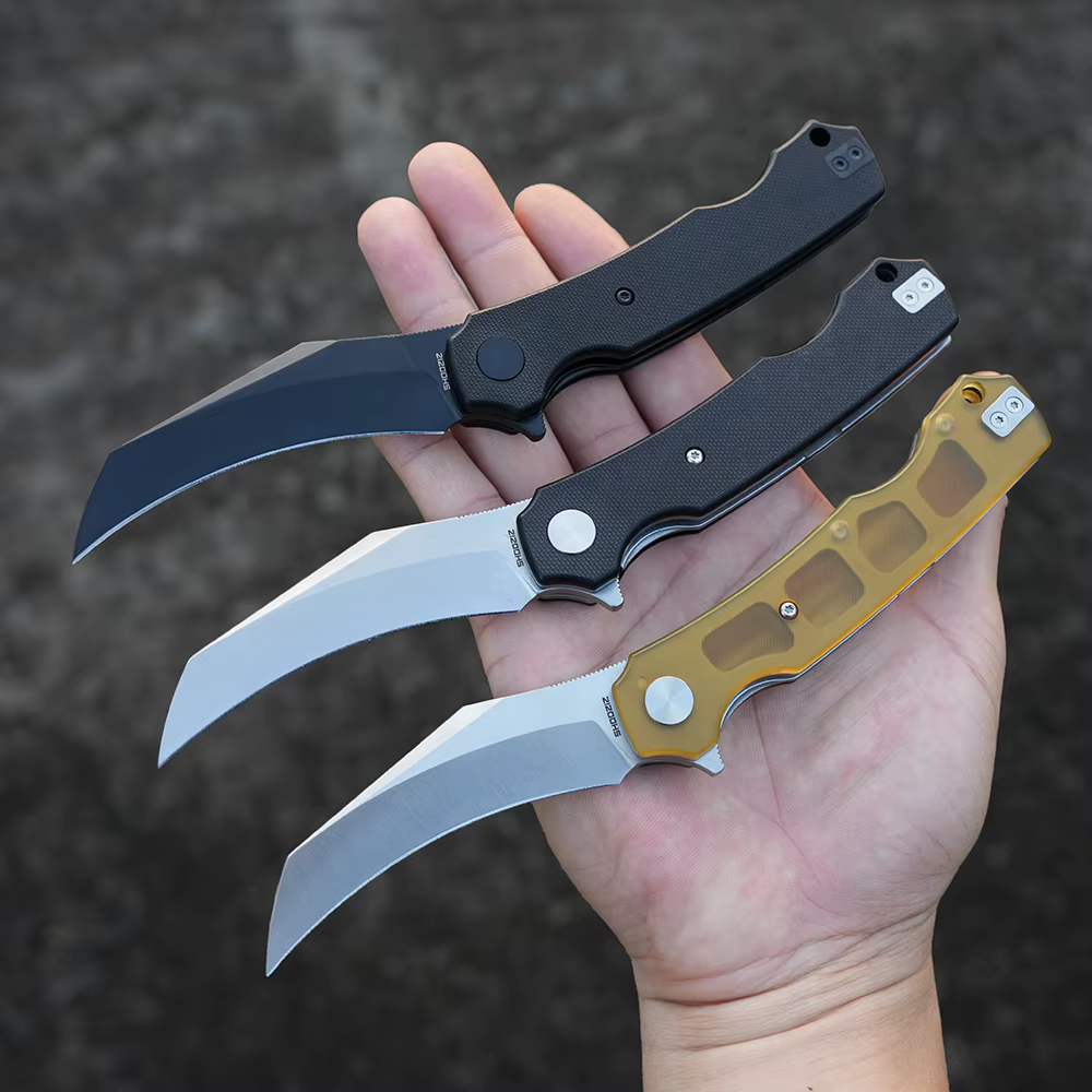 Shooziz-HAN308, Pikal Pocket EDC Knife for Men, Hawkbill Folding Knife & Ultem/G10 Handle，3.15"14C28N Steel Flipper Blade — image 4