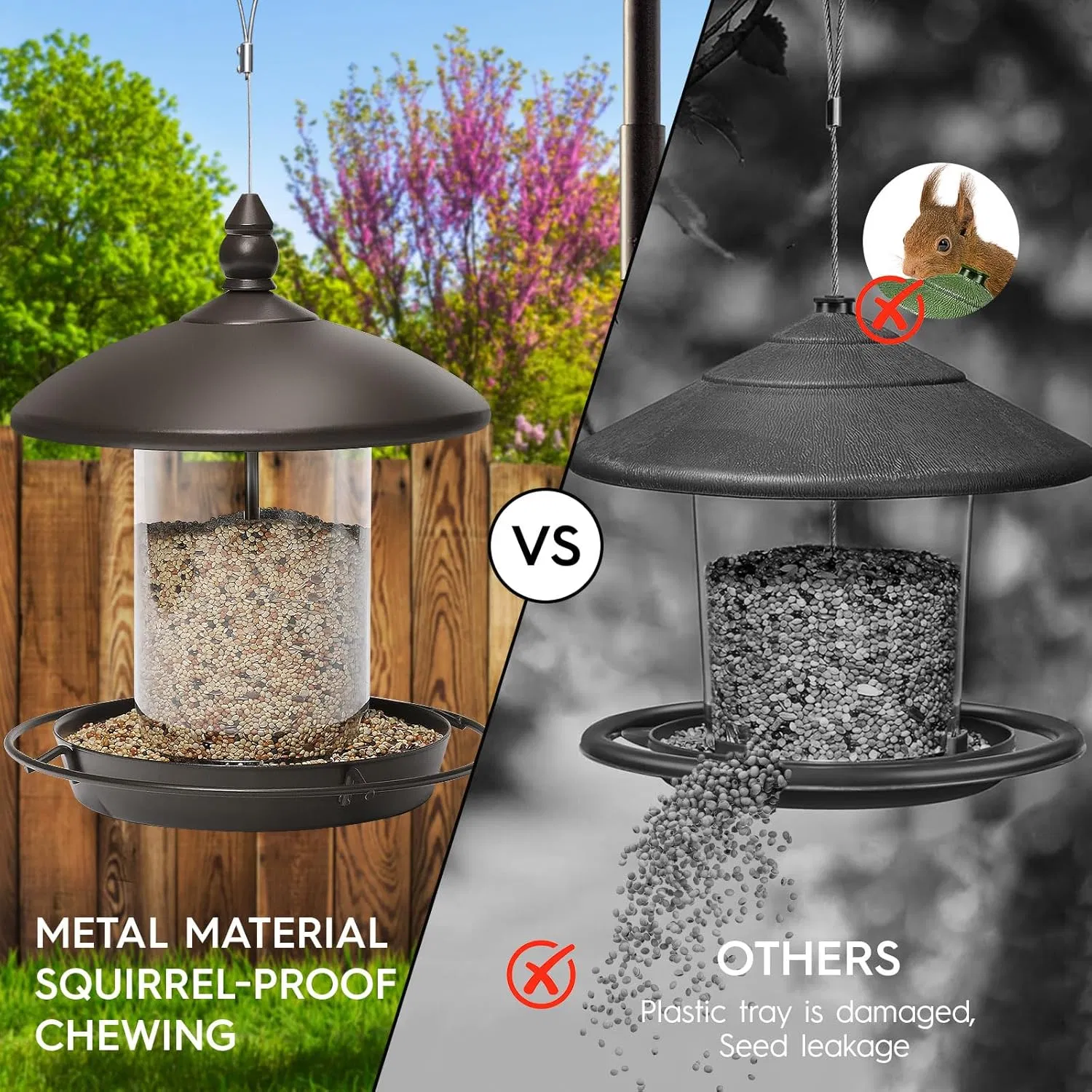 Metal Roof Bird Feeder - Chew Proof for Outdoor Hanging Wild Bird Seeds. Bronze — image 7