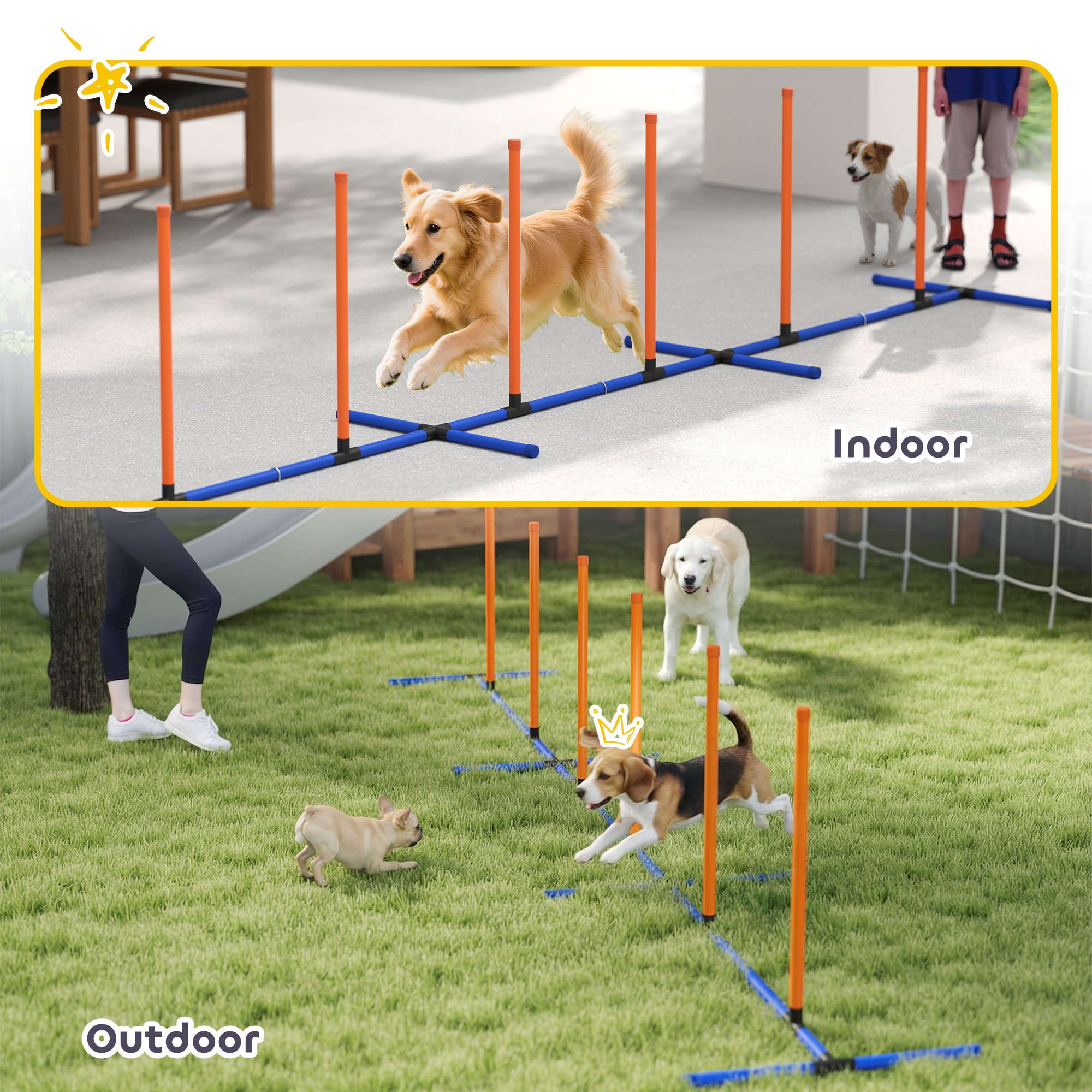 Equipo de Entrenamiento de Agilidad Canina con Varillas Ajustables para Curso de Agilidad con Bolsa Portátil — imagen 4