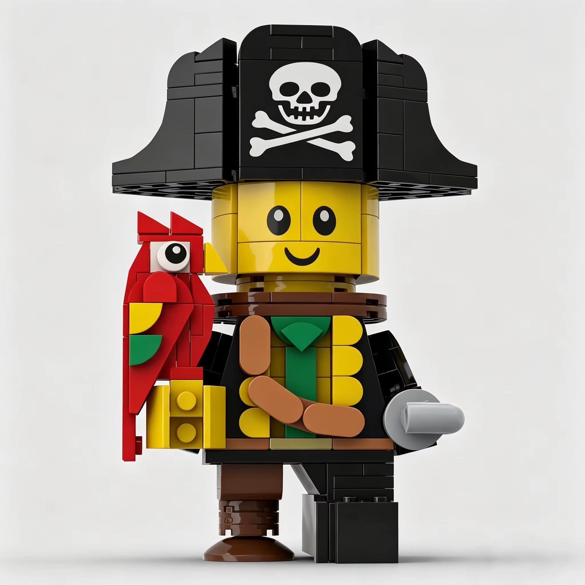 Pirate Character Assembly Toy with Parrot, Creative Adventure Style Model Building Set for Desktop Decoration & Collection — image 5