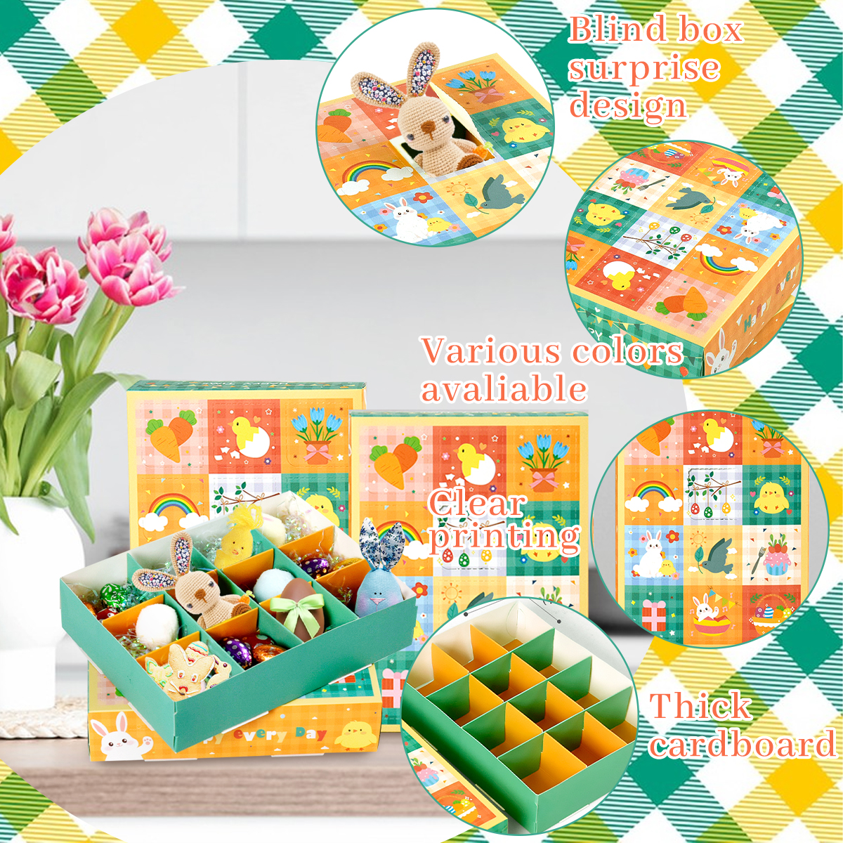 15 Piezas de Cajas de Dulces Tema Primavera: Decoraciones para Fiesta de Pascua Cumpleaños Navidad y Verano con Ositos Conejos Zanahorias y Pájaros — imagen 5