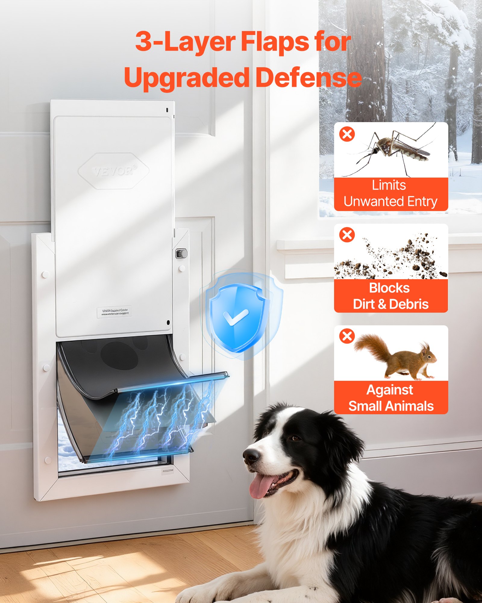 Puerta para Mascotas Grande, Con Tres Flap Magnéticos y Estructura Metálica, Fuerte y Resistente al Tiempo, Acceso Fácil para Perros en Interiores y Exteriores — imagen 2