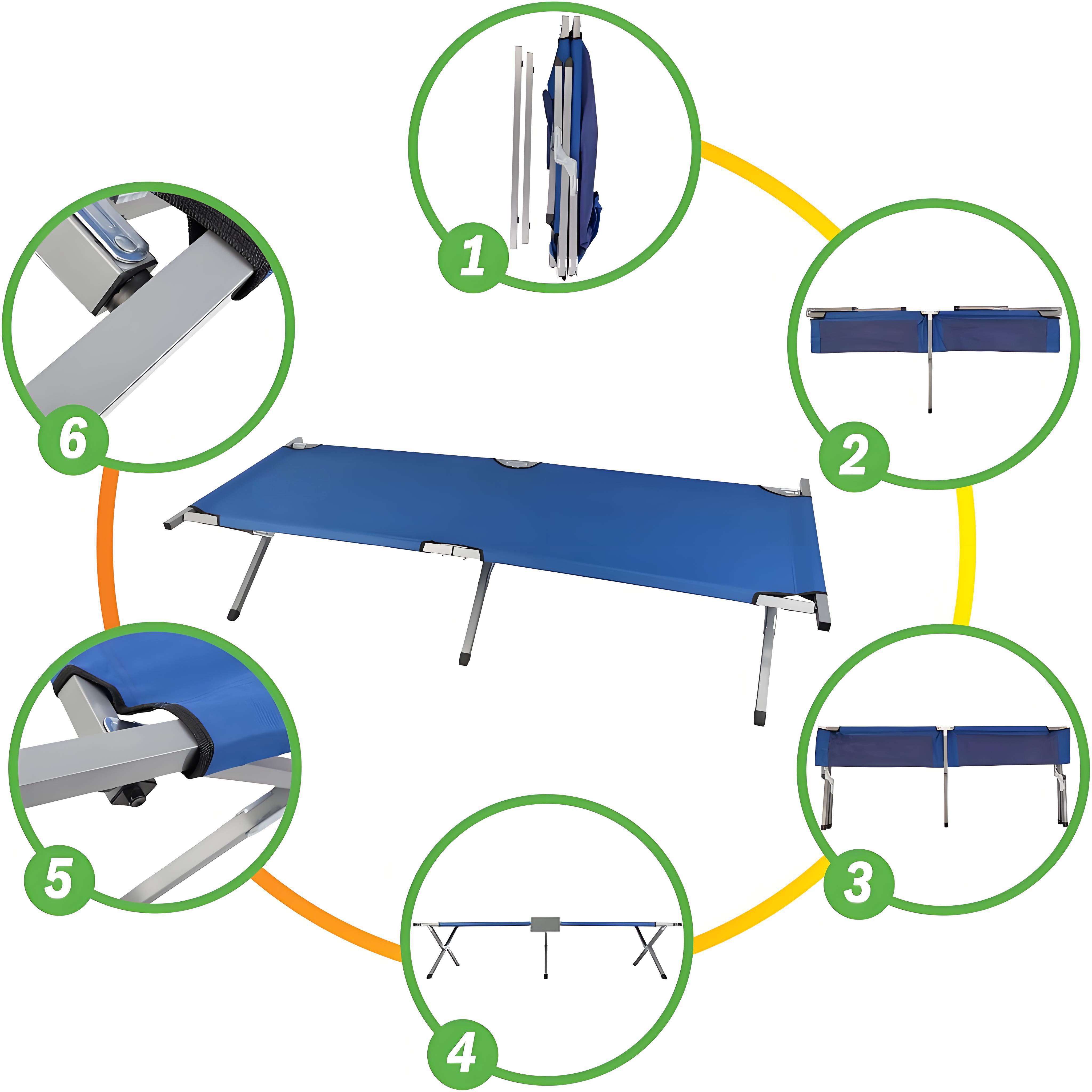 Cama de Marcha para Camping Al Aire Libre, Cama Portátil Ligera, Colchón de Camping Portátil con Bolsa Portátil Azul para Adultos — imagen 6