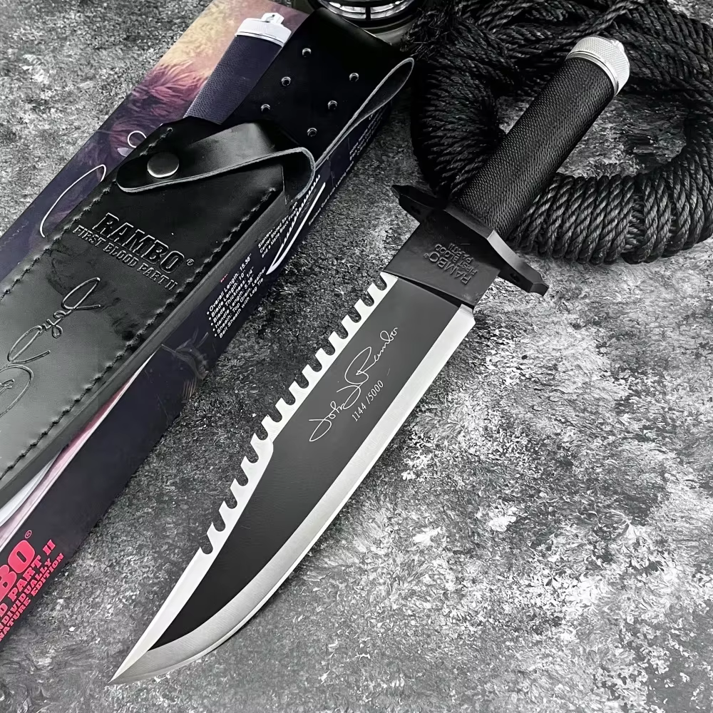 RAMBO Fixed Blade Knife 9Cr18Mov Blade Outdoor Hunting Survival Defense Tactical Combat Cutting Durable Camping Knife Men's Gift — image 2