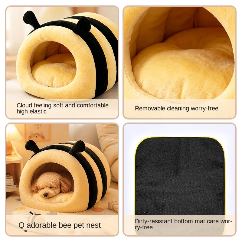 Honey Bee Cat Nest Winter Warm Closed Dog Nest — image 5