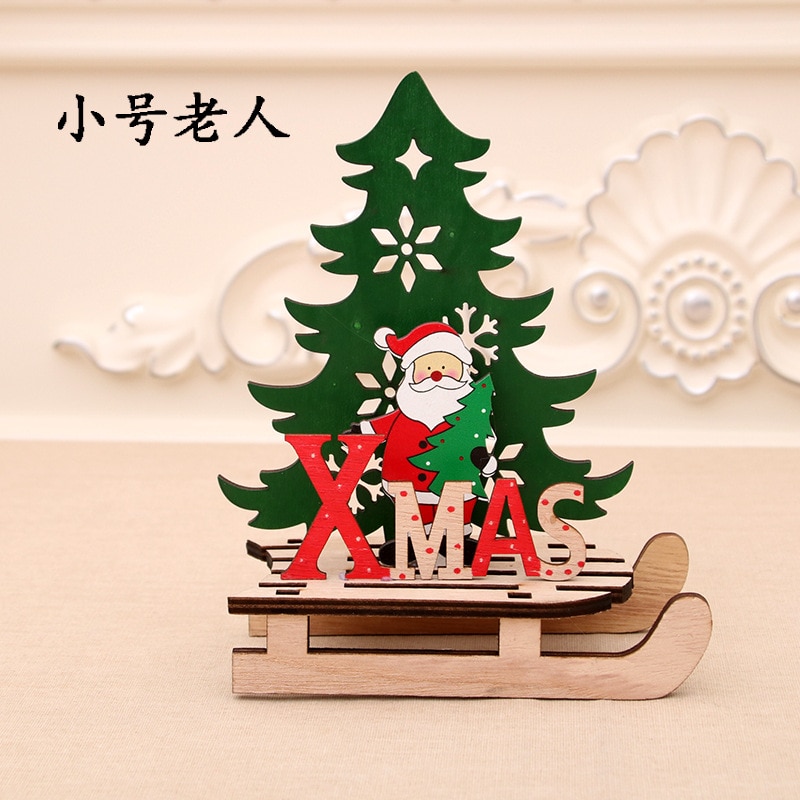 Pulseras y decoraciones de Navidad en madera con Santa Claus, renos y un ciervo para adornar el árbol de Navidad — imagen 5