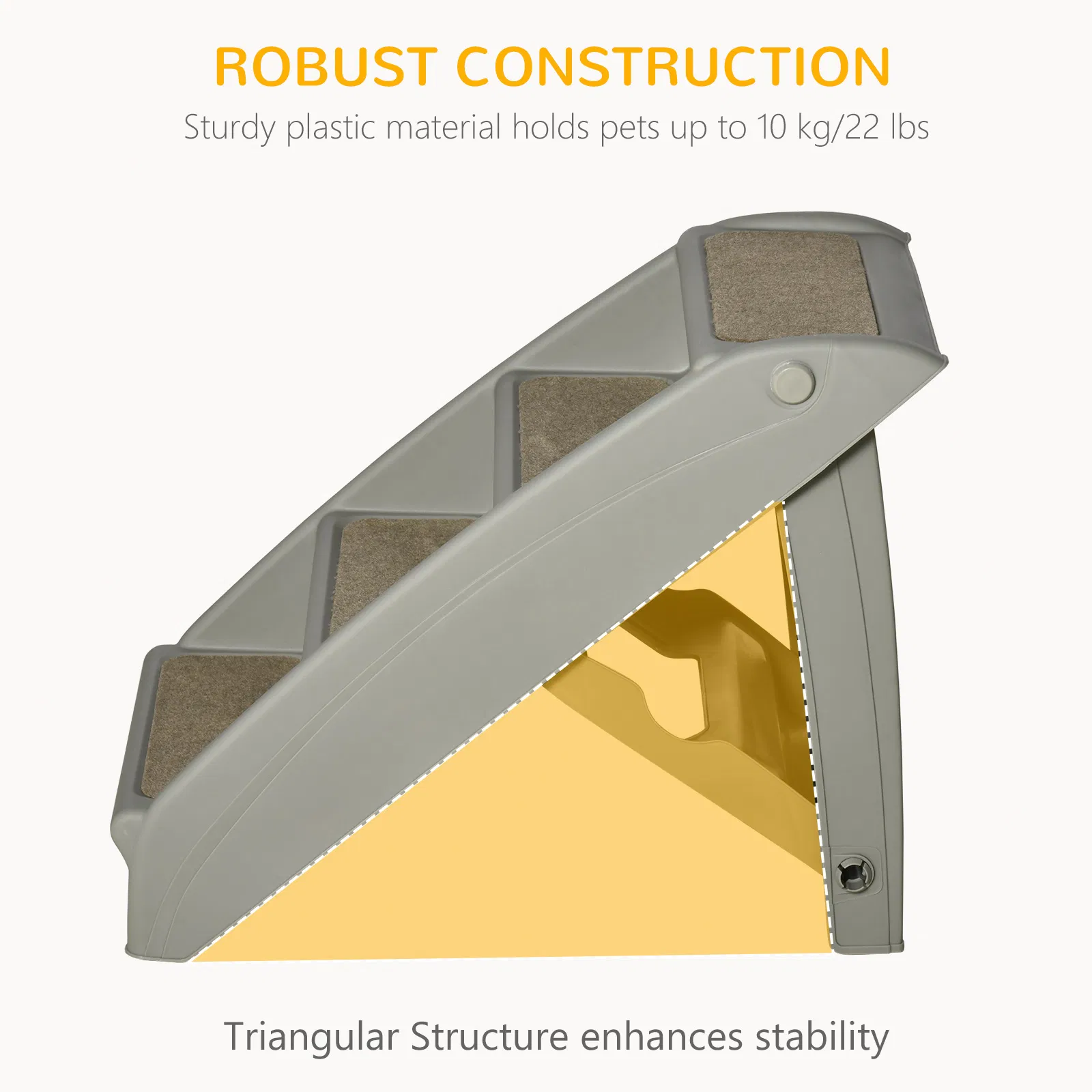4-Level Portable Dog Stairs, Foldable Dog Steps for Small Dogs, Lightweight Cat Steps, with Nonslip Soft Mats, for High Bed, Sofa, Grey — image 2