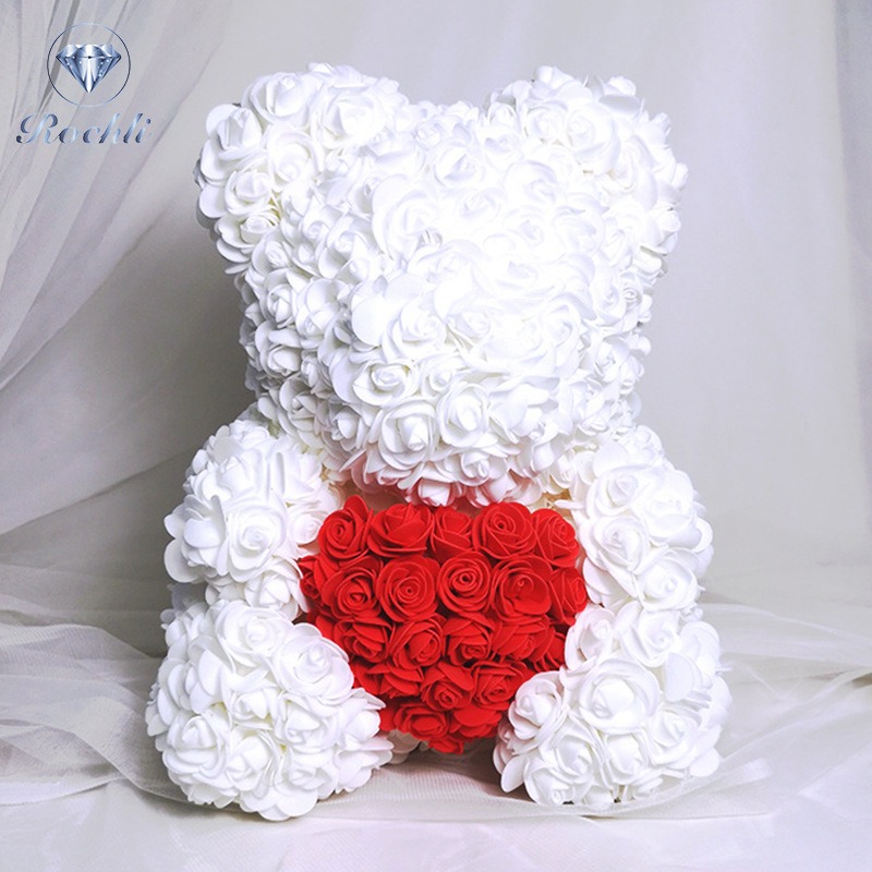 Ramo de rosas simuladas de oso que abraza el corazón, regalo de cumpleaños para ositos de peluche — imagen 18
