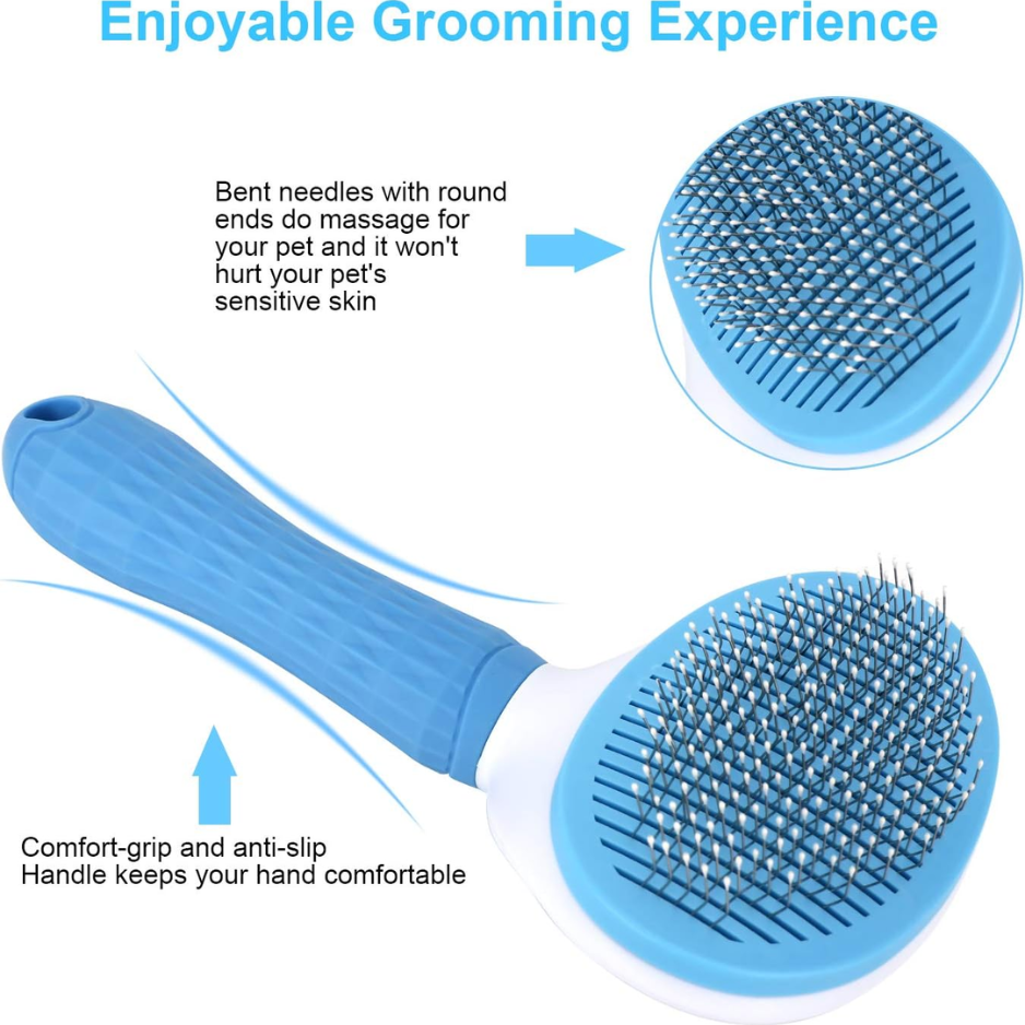 Self Cleaning Slicker Brush, Dog Cat Bunny Pet Grooming Shedding Brush — image 2