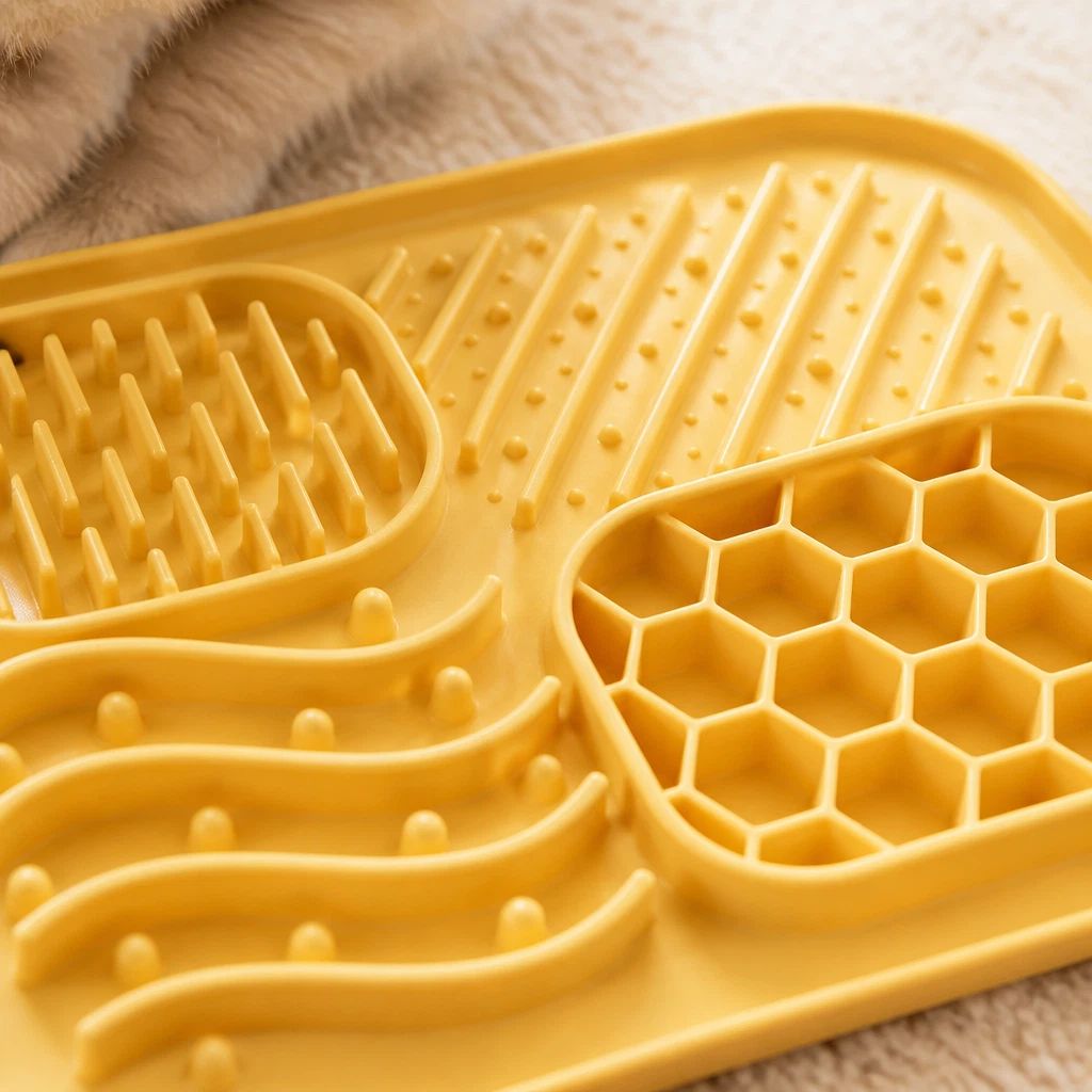 Silicone Pet Licking Mat, 4 Zones Slow Feeder Mat With Strong Suction Cups For Dogs & Cats, Anxiety Relief Lick Pad For Bathing, Grooming & Feeding — image 5