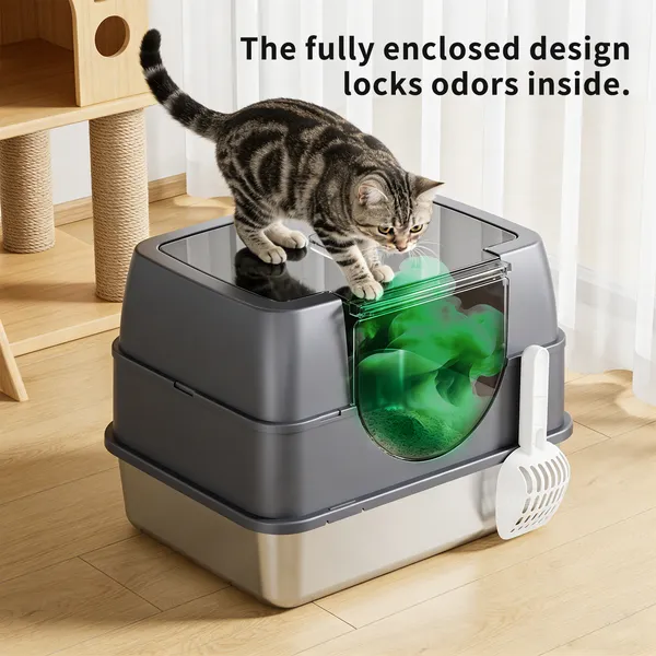 Galaxy Stainless Steel Gray Cat Litter Box, Sturdy And Durable, Easy To Clean, Odorless, Non Stick To Sand, Is A Quality Choice — image 4