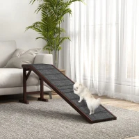 PawHut Dog Ramp For Bed, Pet Ramp For Dogs With Non-Slip Carpet And Top Platform, Brown — imagen 1