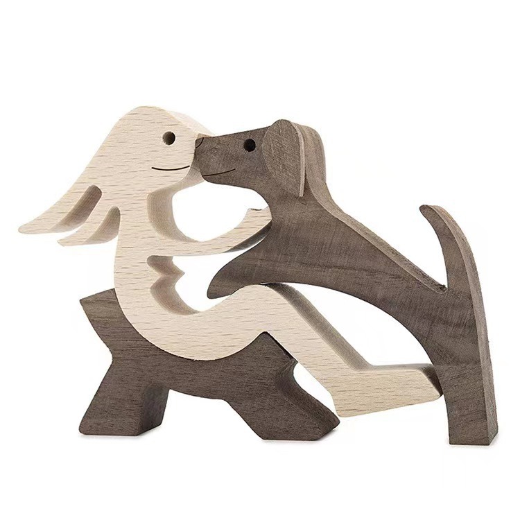 Wooden dog and family member ornaments animal decorations creative desktop decoration custom children toys — image 12