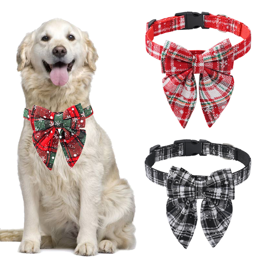 Collar de Navidad para Perros y Gatos con Escarcha en Rojo y Blanco, Negro y Blanco, o Verde y Rojo - Ajustable Pequeño, Medio y Grande — imagen 1