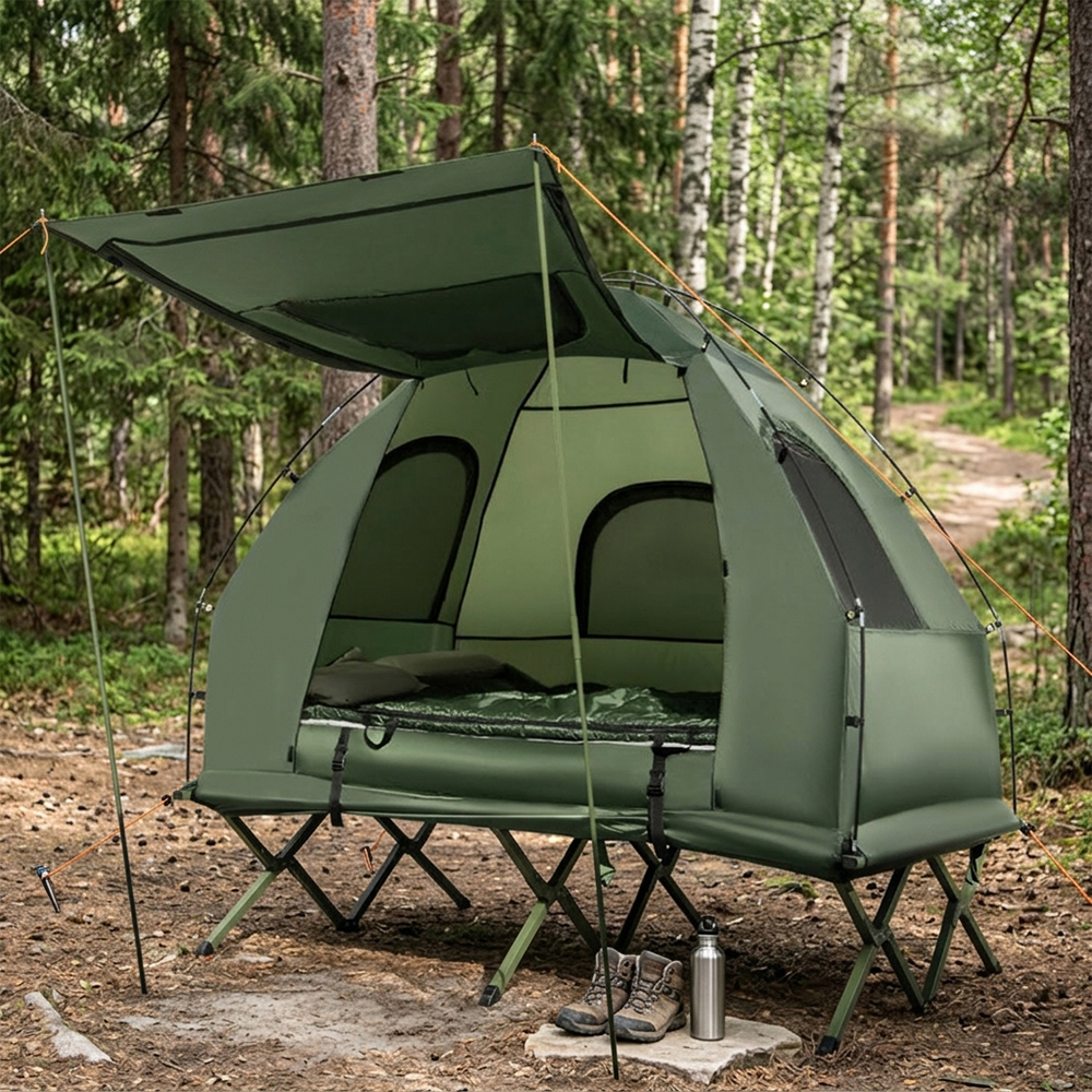 Tenda de Camping Portátil 5 en 1 con Camastro y Colchón Inflable para Acampar, Paseos y Actividades Al Aire Libre — imagen 1