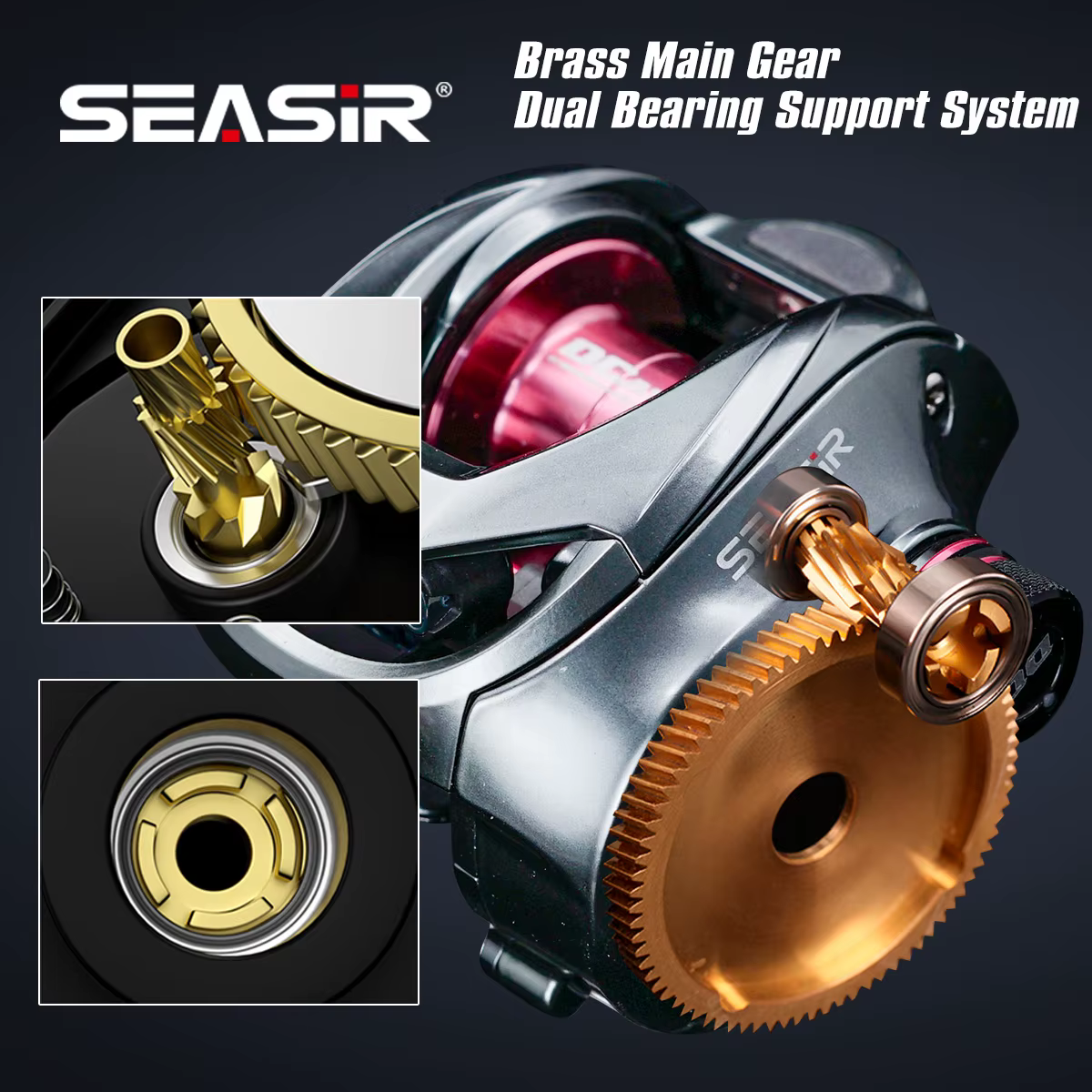 SEASIR DCAST DC Baitcasting Fishing Reel Digital Control Long Cast Carbon Washers Brass Gears 7.3:1 7+1BB Max Drag 8.5kg — image 6