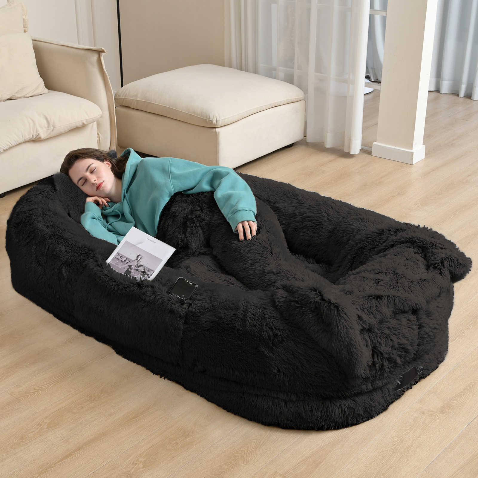 Cama para Adultos y Mascotas de Gran Tamaño: Colchón de Felpa Sofocreado con Soporte Ortopédico — imagen 6