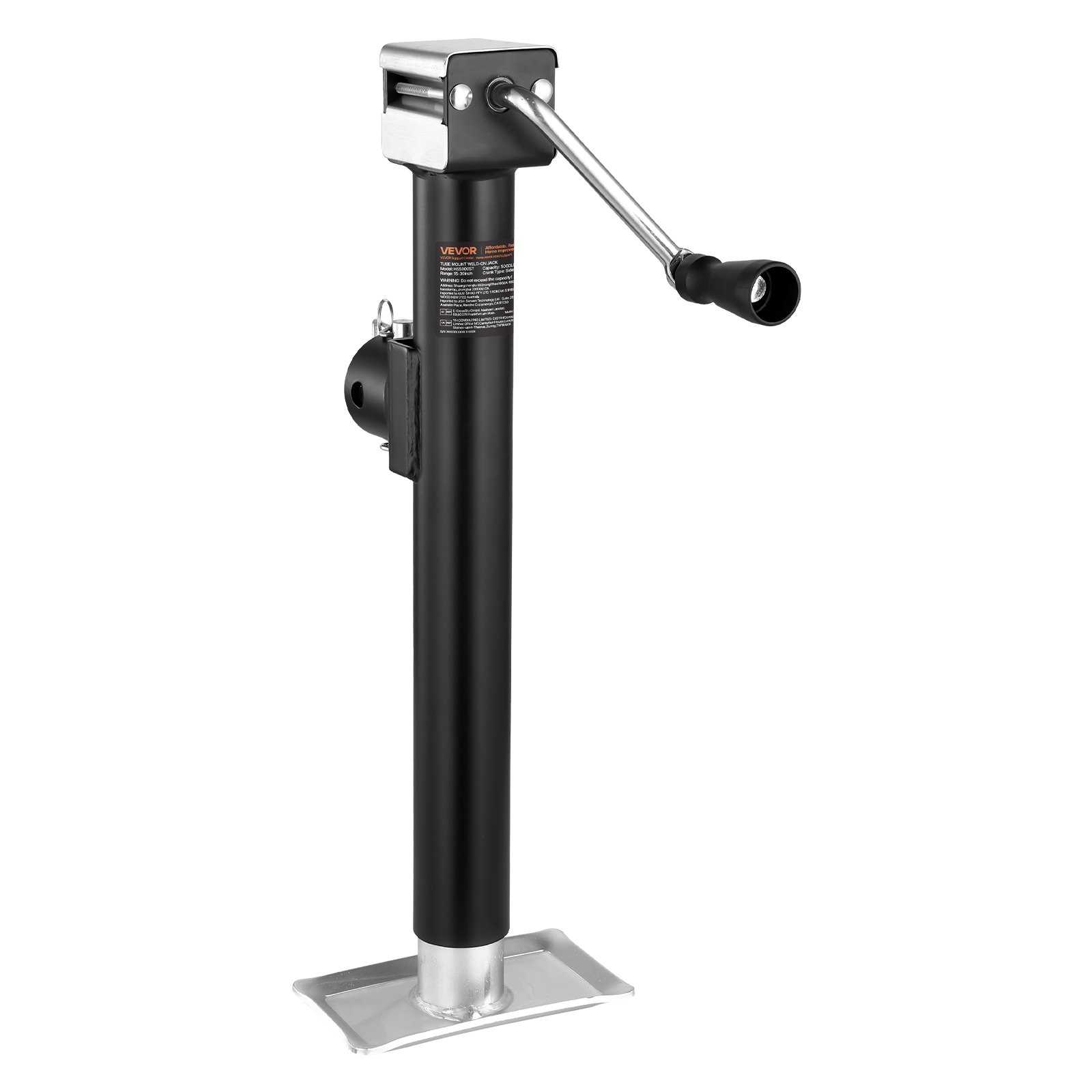Trailer Jack, 5000 Lbs Dynamic Load Capacity, Weld-on Pipe-Mount Swivel Trailer Jack With Ergonomic Handle, 15-inch Vertical Travel, Suitable For RV, Horse, Utility, Camping And Yacht Trailers — image 1