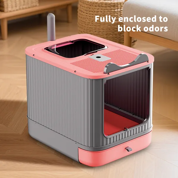 Caja de Arena para Gatos Elevada y Hermética Rosa Elf, Hecha con Materiales Resistentes y Duraderos, Ideal también para Hogares con Varios Gatos — imagen 3