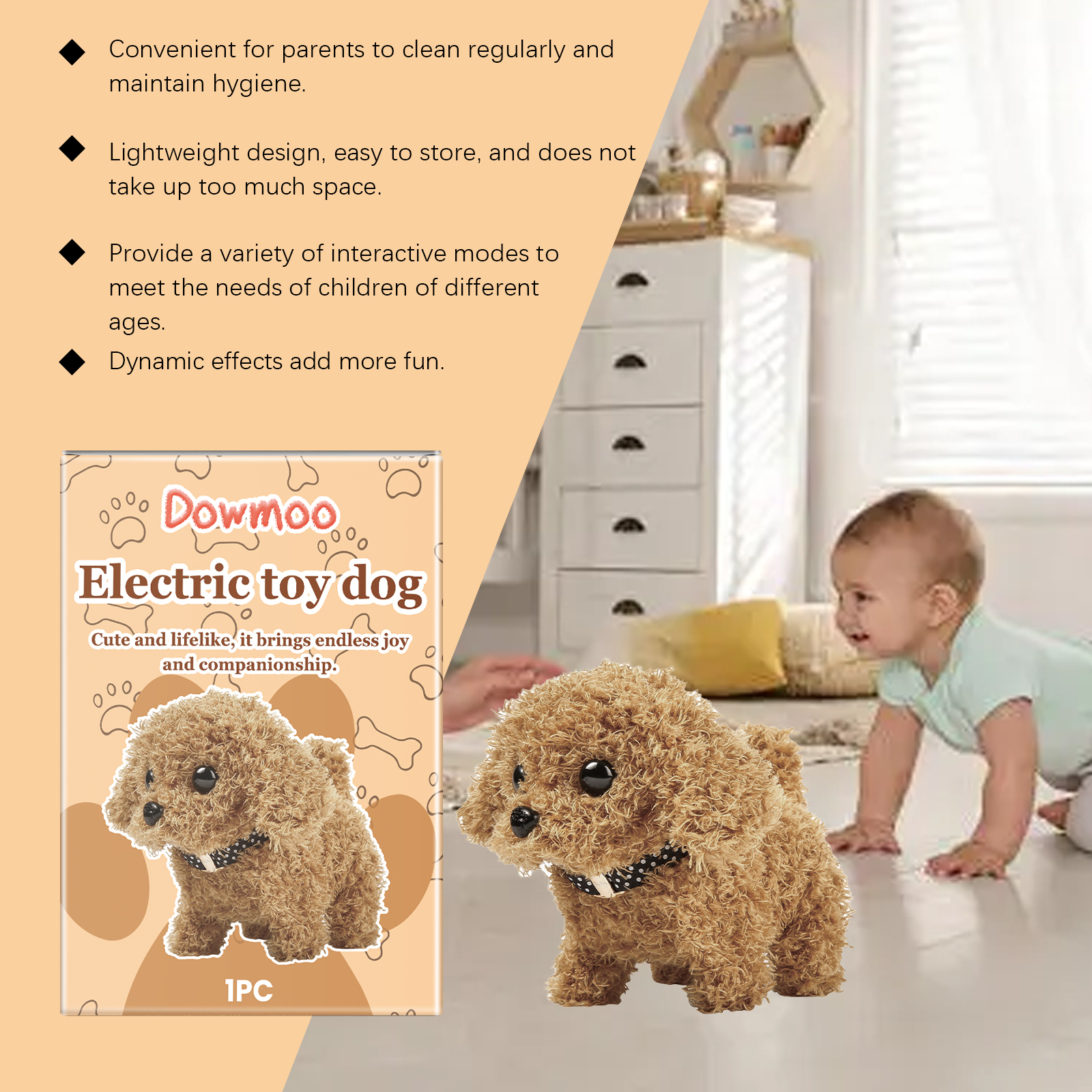 Cute Plush Juguetón Perro Eléctrico, Juguetón Interactivo de Perro Realista para Niños — imagen 3