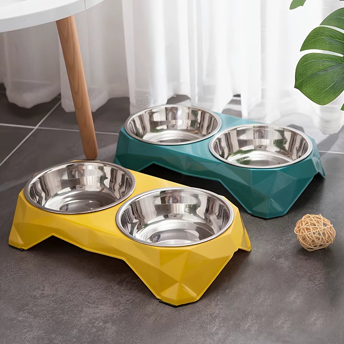 Bolsos de Alimento de Acero Inoxidable para Mascotas doble - Diseño de Diamante Actualizado, Capacidad Grande, Bolsa de Agua Antideslizante para Perros y Gatos — imagen 2