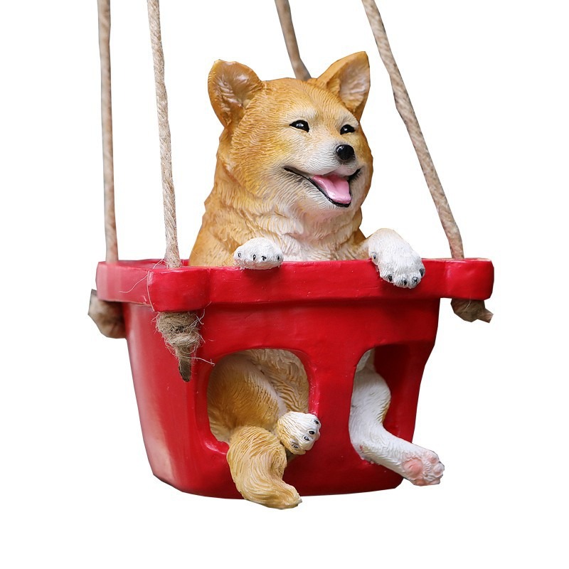 Puppy Swinging on a Swing Garden Courtyard Decoration Pendant — image 1