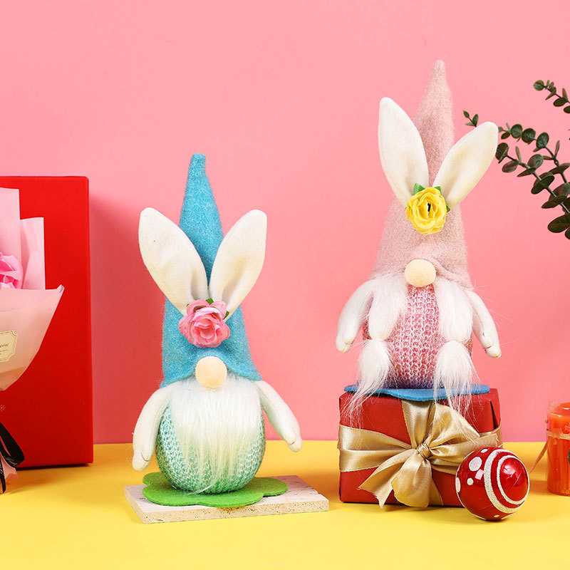 Decoración de Pascua Iluminada Muñeca Gnomo Sin Cara de Conejo para Ventana — imagen 3