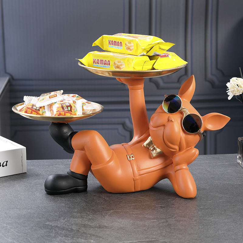 Creative Wealth Dog Ornament Entrance Key Storage Tray Desktop Candy Plate Home Decoration — image 3