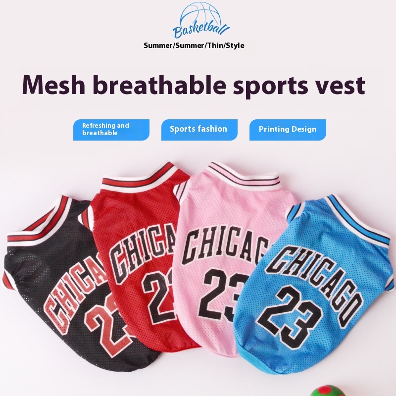Ropa de Mascotas para Baloncesto Vestido Grande Malla Verano Ropa para Perros — imagen 16