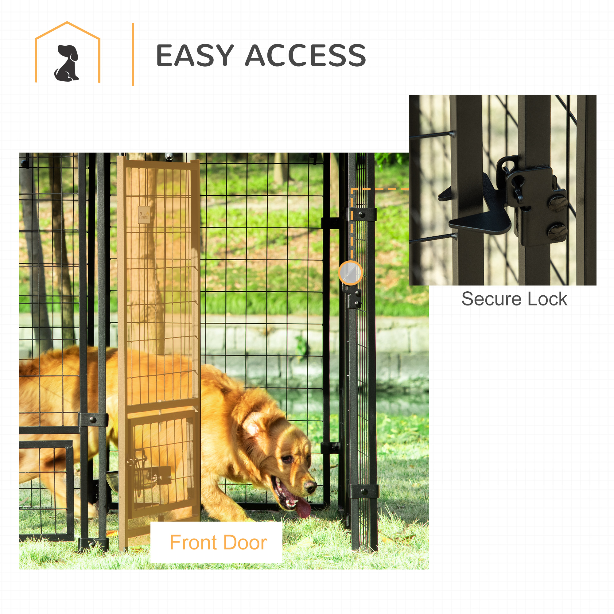 Casa de Perro Exterior con Soportes Giratorios para Comida, Corral para Mascotas con Cubierta Impermeable, 4.6 x 4.6 x 5, Rojo — imagen 4